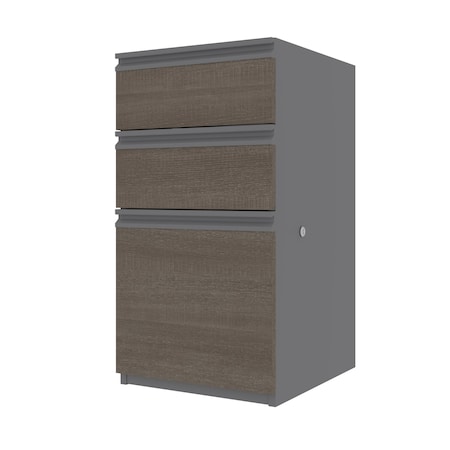 Bestar Prestige + 16W Add-On Pedestal, Bark Grey & Slate 99620-000047